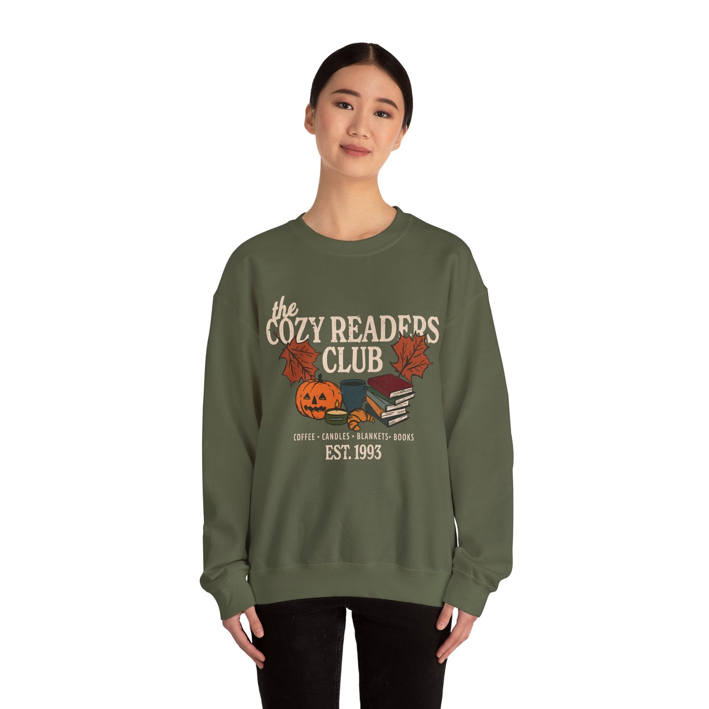 Cozy Readers Club Fall Bookish Crewneck Sweatshirt, Fall and Winter Gift for Book Lovers and Readers