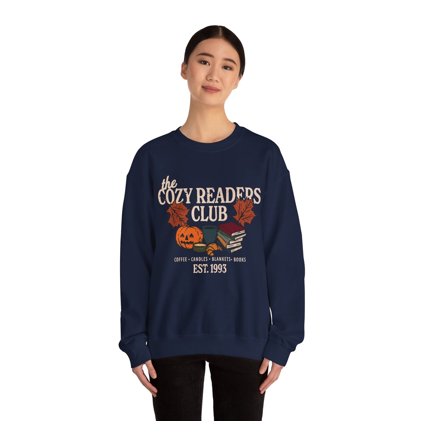 Cozy Readers Club Fall Bookish Crewneck Sweatshirt, Fall and Winter Gift for Book Lovers and Readers