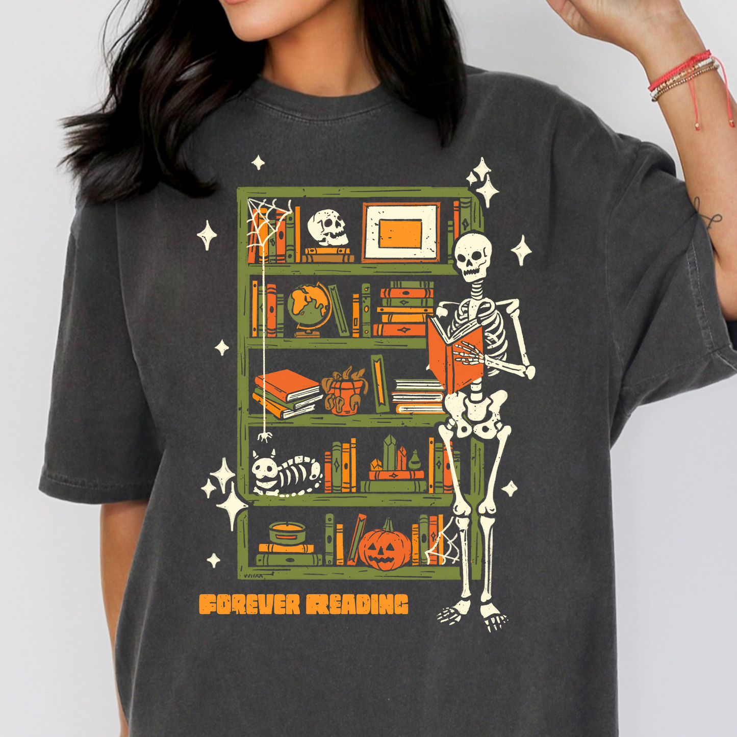Forever Reading Comfort Colors® Fall Bookish Shirt, Halloween Gift for Book Lovers and Readers