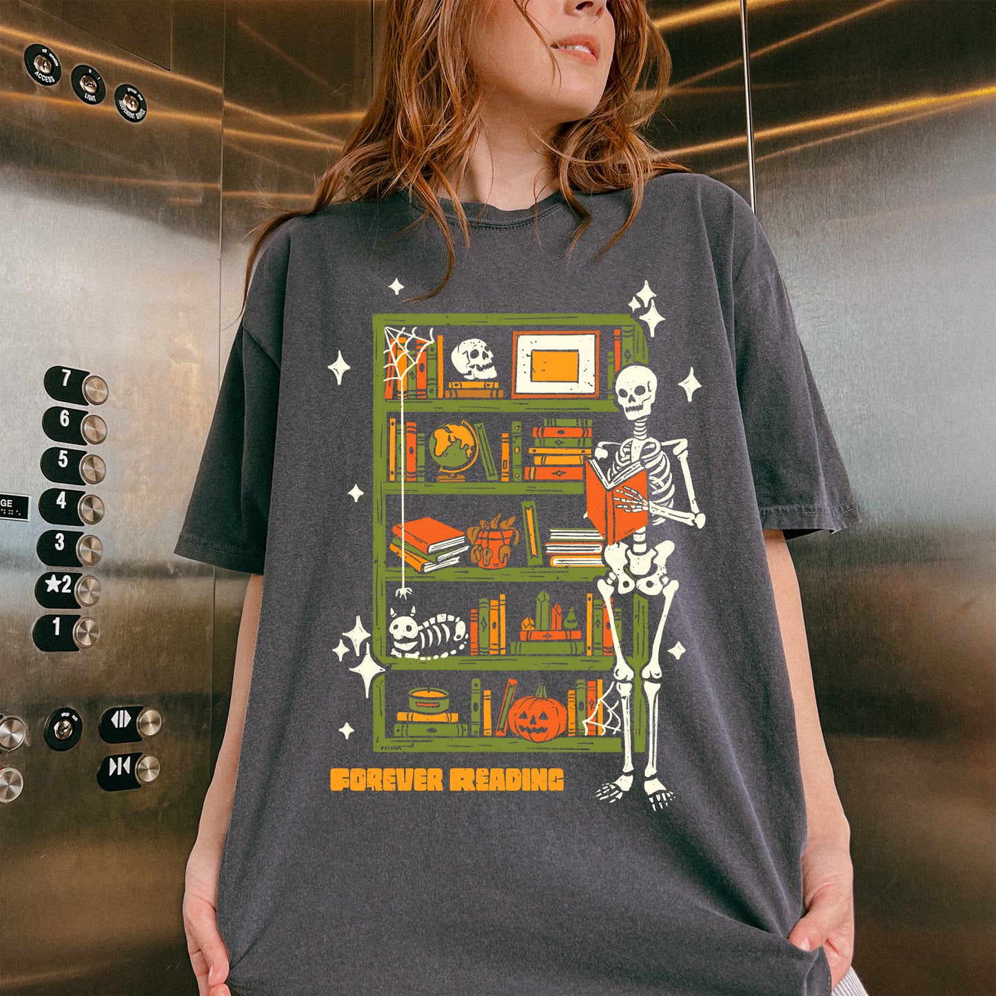 Forever Reading Comfort Colors® Fall Bookish Shirt, Halloween Gift for Book Lovers and Readers