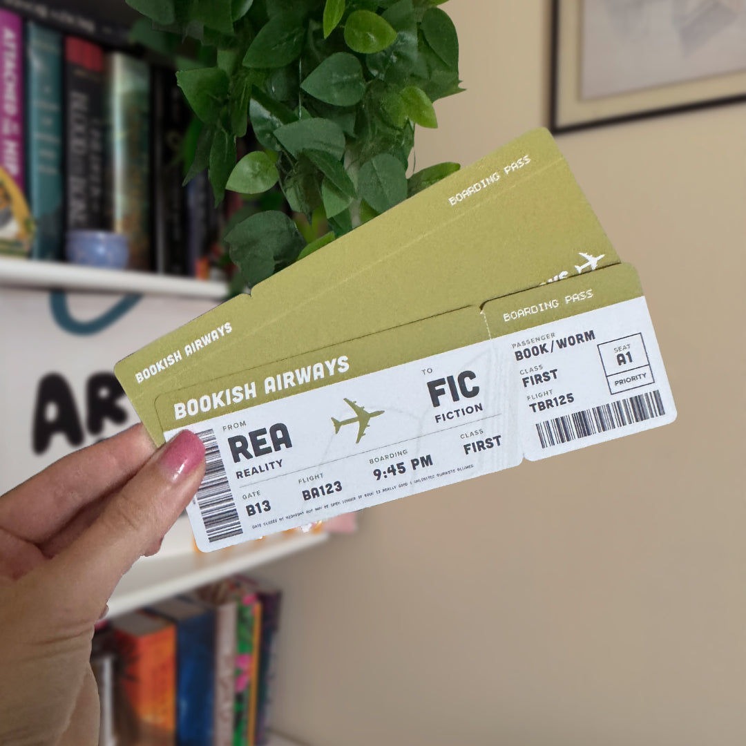 Bookish Boarding Pass Soft Matte Die-Cut Bookmark