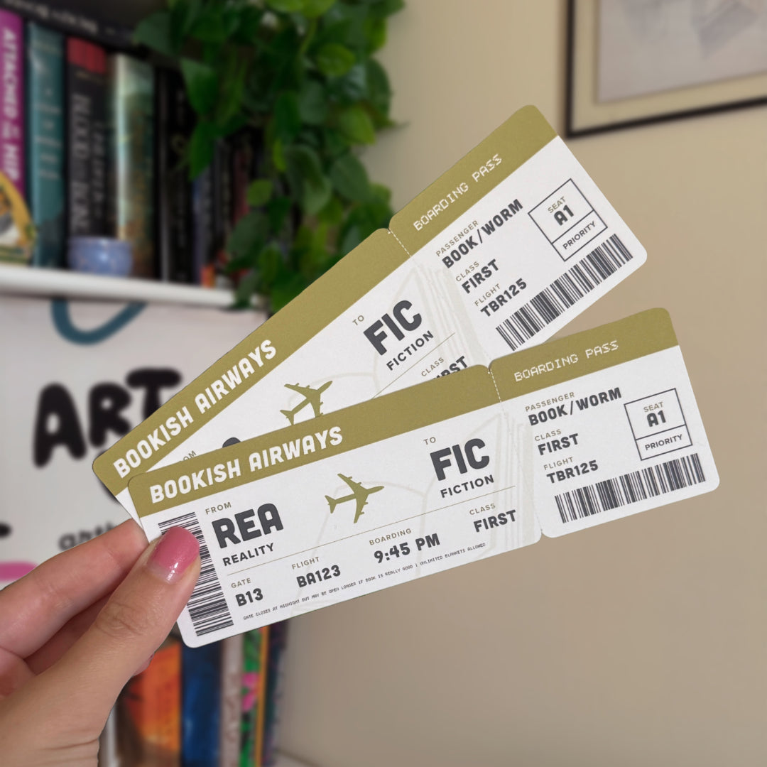 Bookish Boarding Pass Soft Matte Die-Cut Bookmark