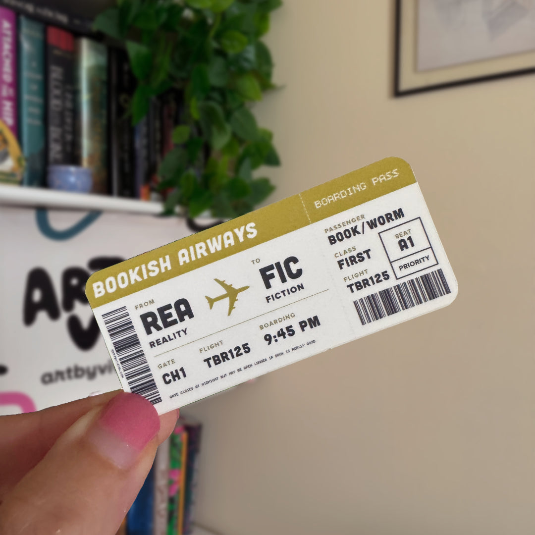 Reality to Fiction Bookish Boarding Pass Matte Sticker