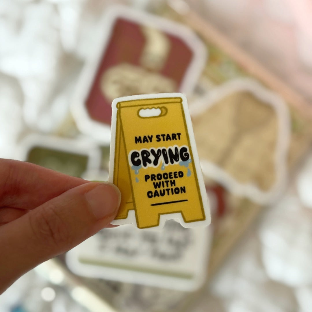 May Start Crying, Proceed with Caution Bookish Kindle Sticker