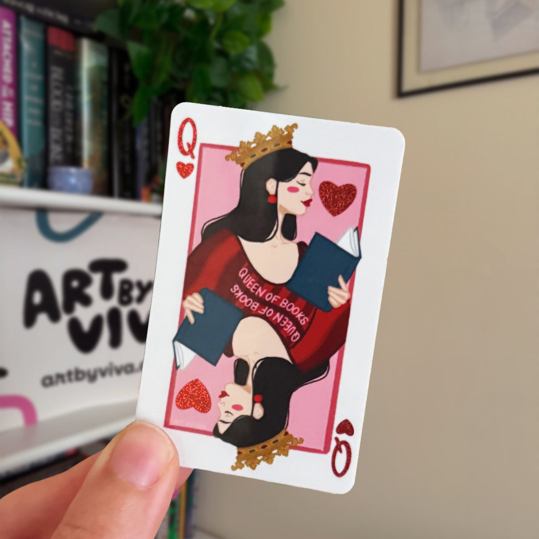 Queen of Books Playing Card Bookish Kindle and E-Reader Sticker