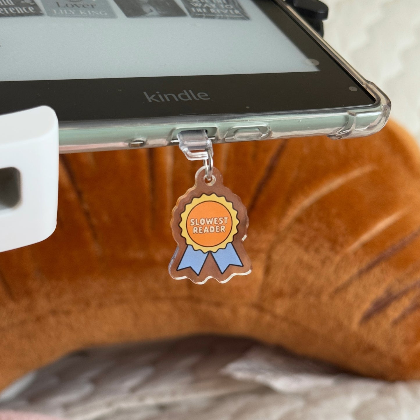 Slowest Reader Kindle Charm, Kobo Charm & USB-C Dust Plug for Book Lovers