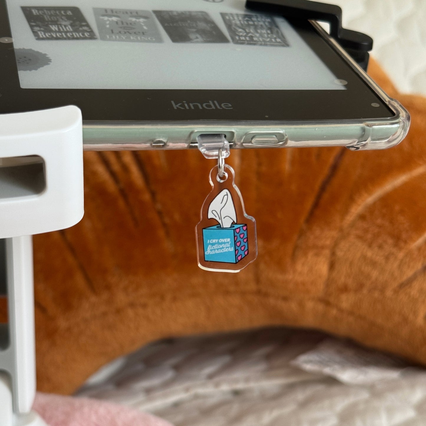 I Cry Over Fictional Characters Kindle Charm, Kobo Charm & USB-C Dust Plug for Book Lovers