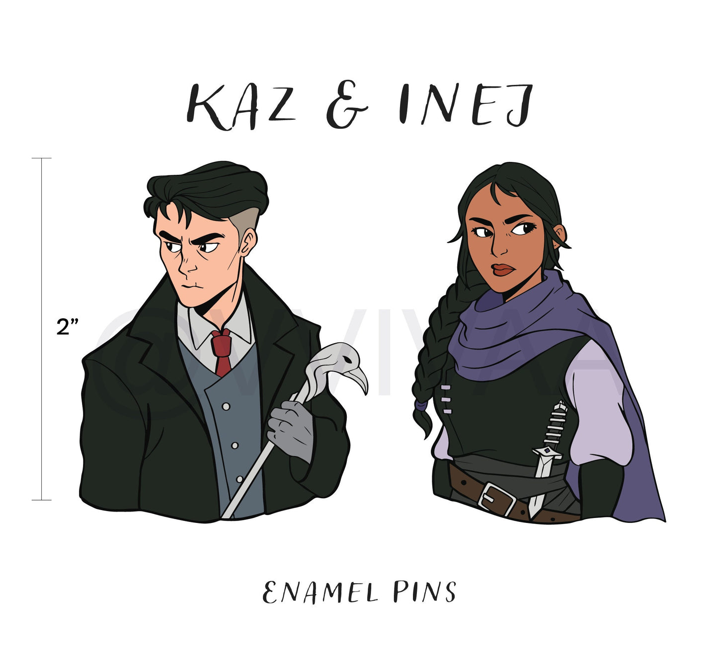 Kaz & Inej - Inspired Enamel Pins