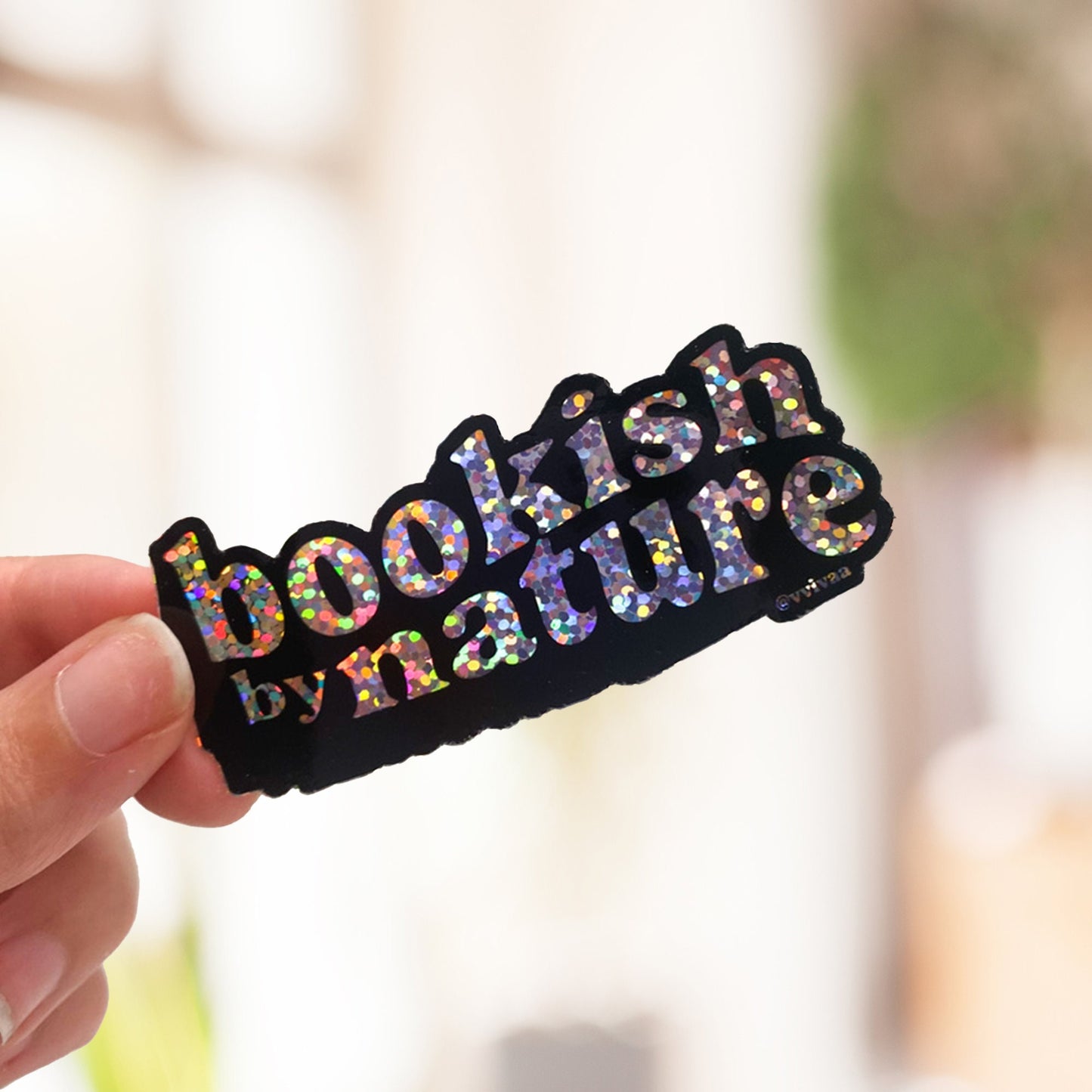 Bookish by Nature | Bookish Sticker | Glossy Glitter Sticker | Gifts for Readers, Book Lover gifts, Bookish Merch, Kindle Sticker