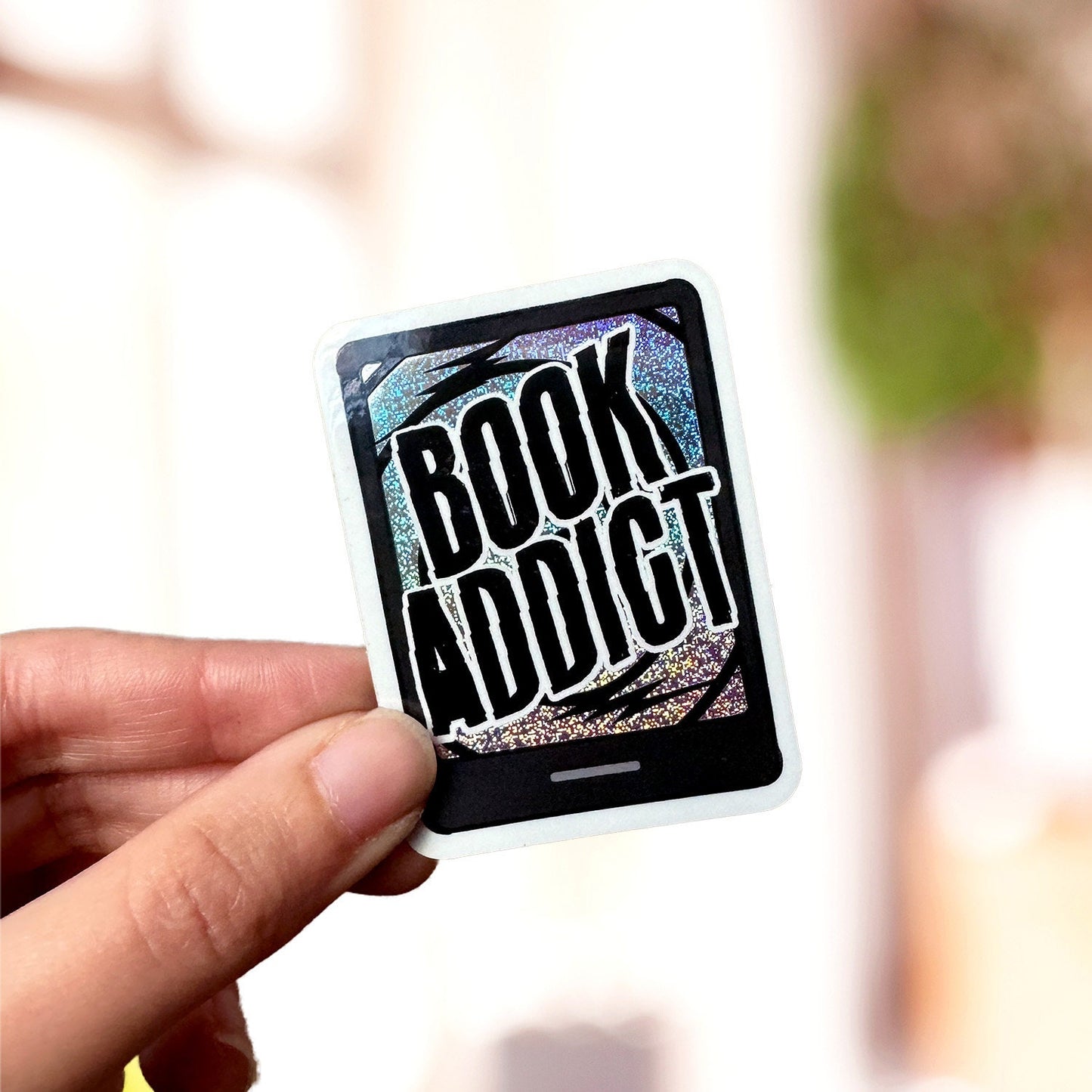 Book Addict - Glossy, Glitter, Kindle Sticker | Gifts for readers and book lovers, Cute book stickers for kindle