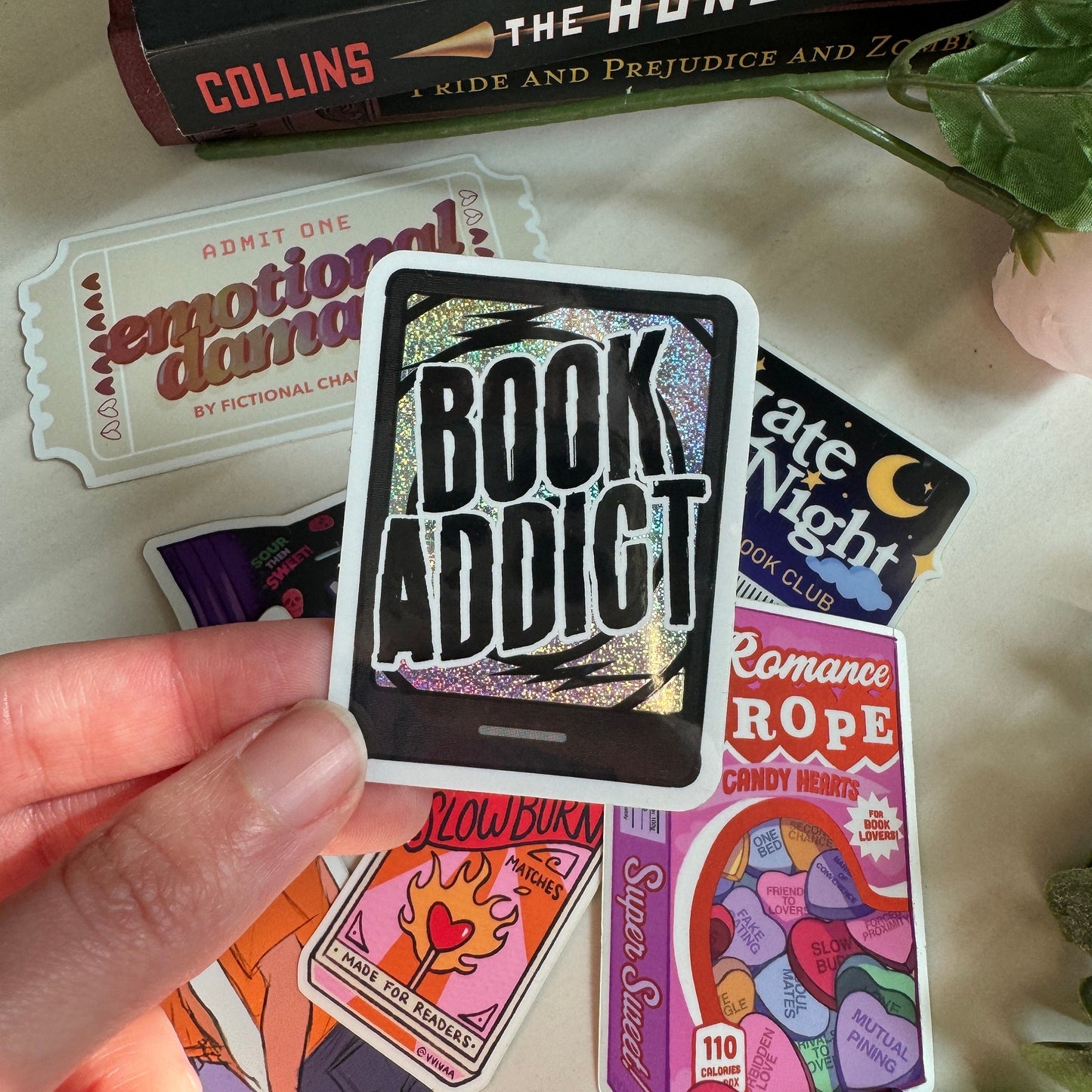 Book Addict - Glossy, Glitter, Kindle Sticker | Gifts for readers and book lovers, Cute book stickers for kindle