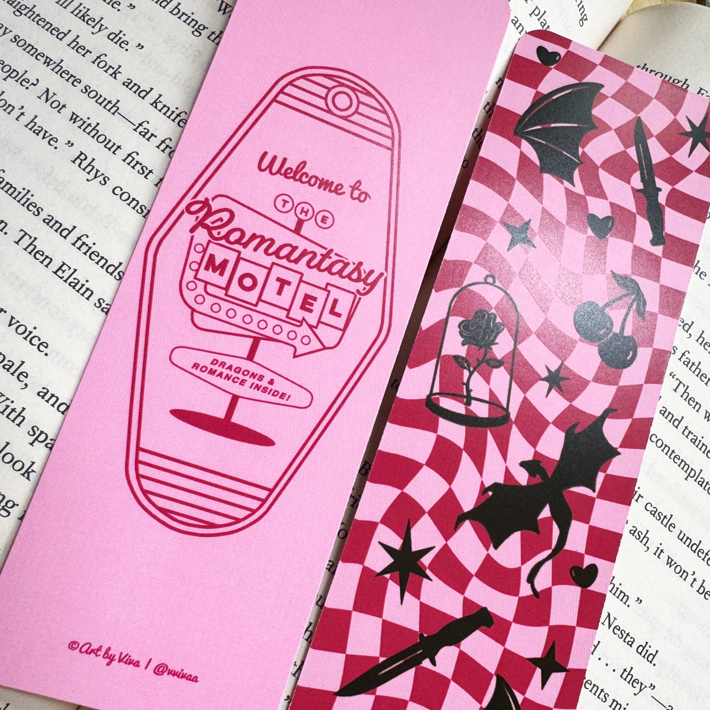 The Romantasy Motel Bookmark, Gift for Book Lovers, Retro and Groovy Design