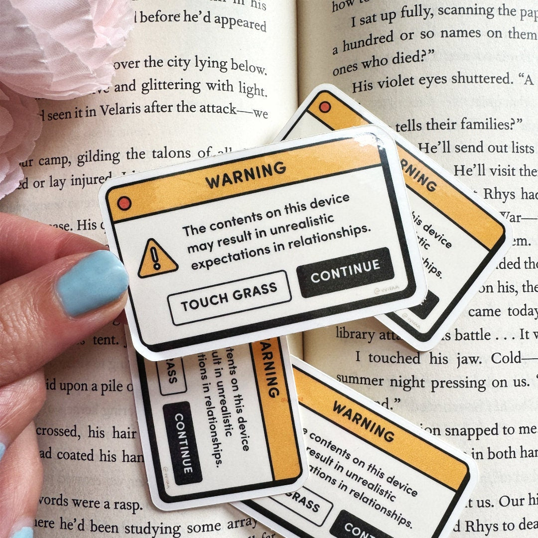 Warning! Unrealistic Expectations in Relationships on this Device, Funny Kindle Book Sticker for Romance Readers