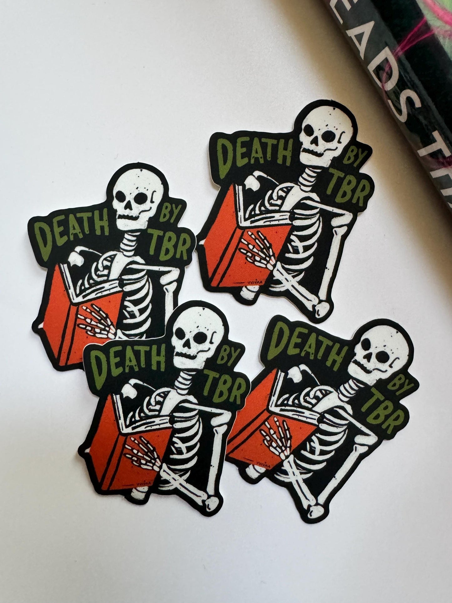 Death by TBR Bookish Kindle Sticker, Halloween Gift for Book Lovers and Readers, Cute book stickers for kindle