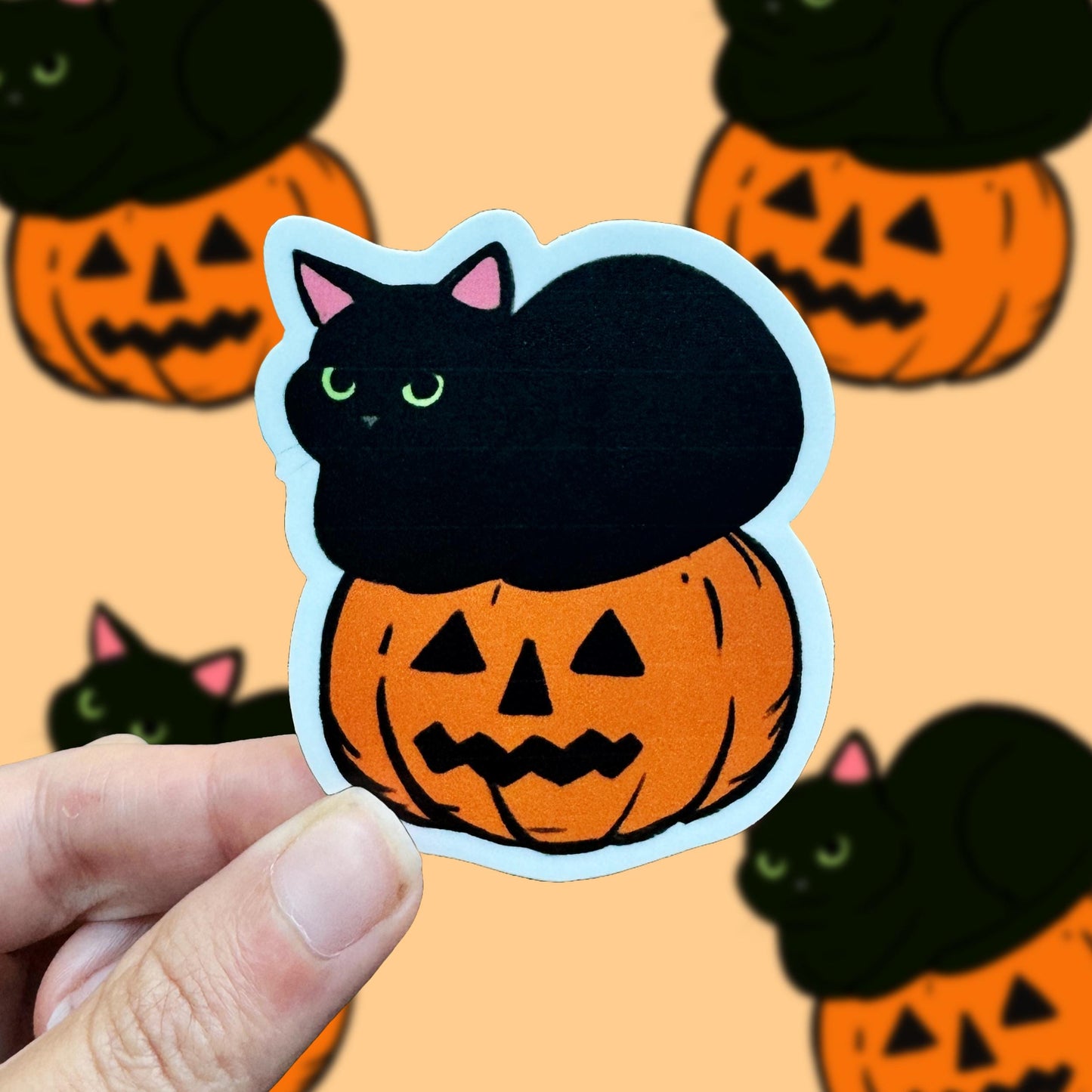 Cat on Pumpkin Halloween Fall Kindle Sticker, Halloween Gift for Book Lovers and Readers, Cute book stickers for kindle