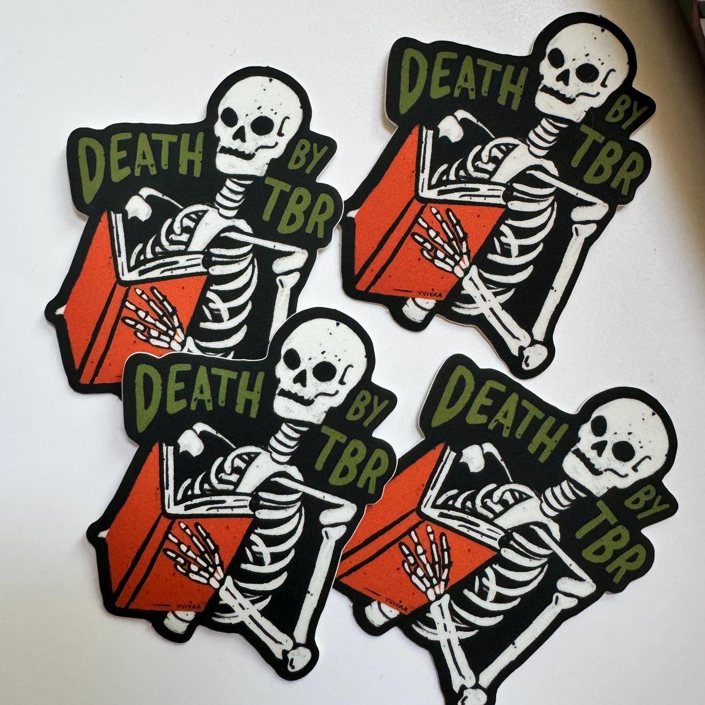 Death by TBR Bookish Kindle Sticker, Halloween Gift for Book Lovers and Readers, Cute book stickers for kindle