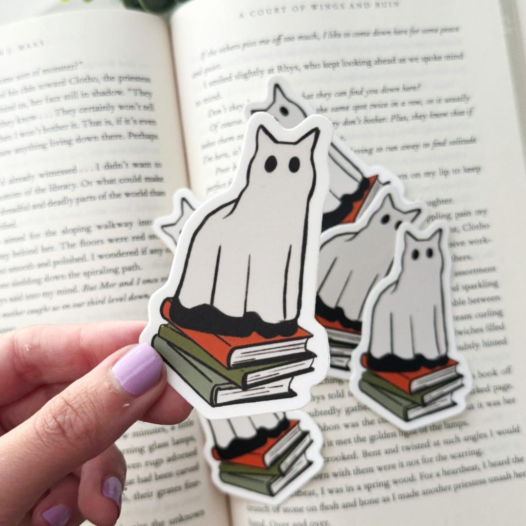 Ghost Cat Sticker Halloween Bookish Sticker