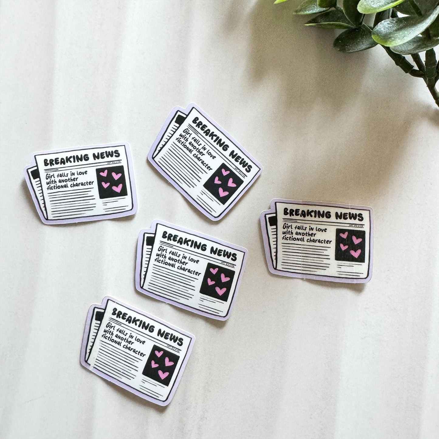 Breaking News Girl Falls In Love With Another Fictional Character Matte Sticker, Cute Book Stickers for Kindle, Bookish Romance Reader
