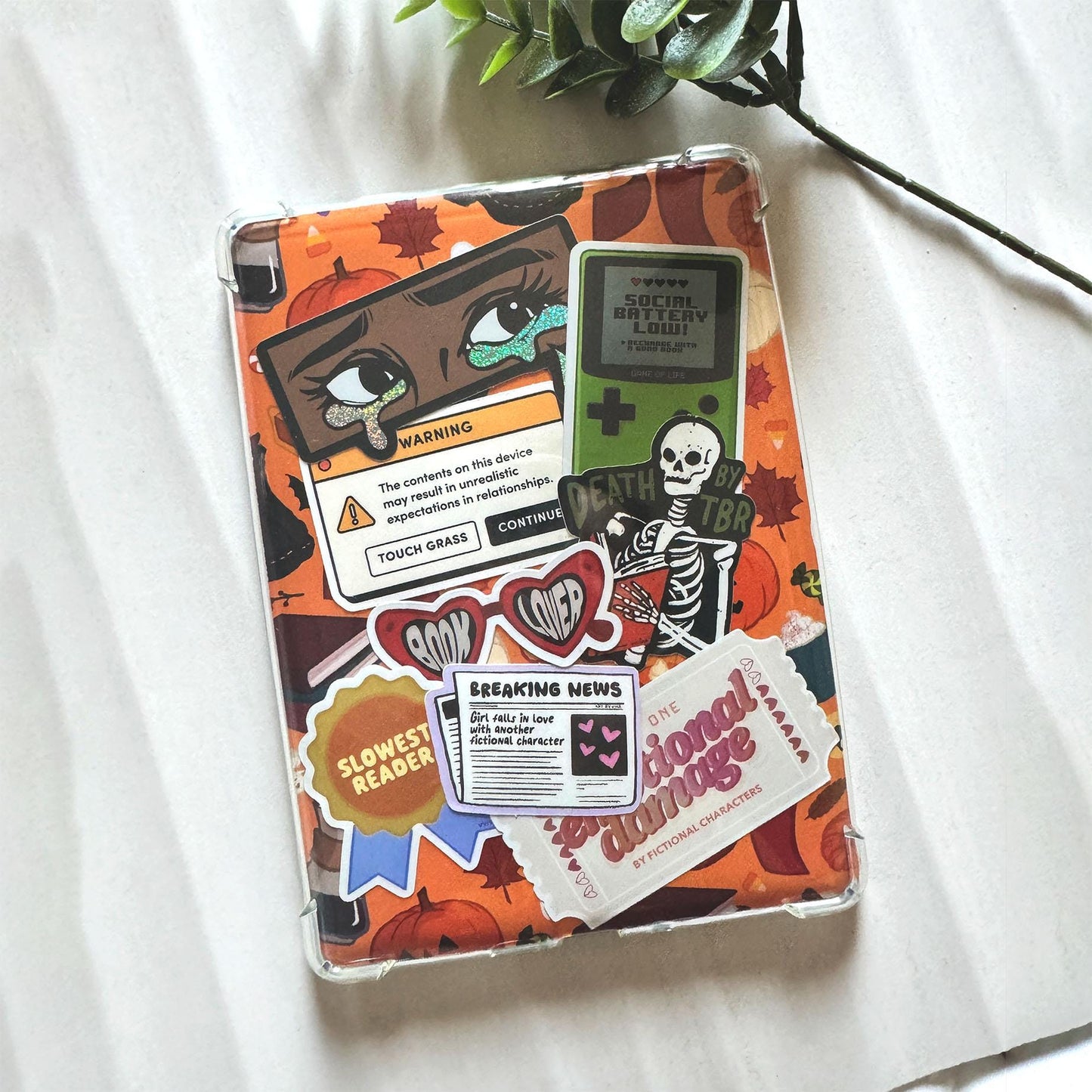 Breaking News Girl Falls In Love With Another Fictional Character Matte Sticker, Cute Book Stickers for Kindle, Bookish Romance Reader