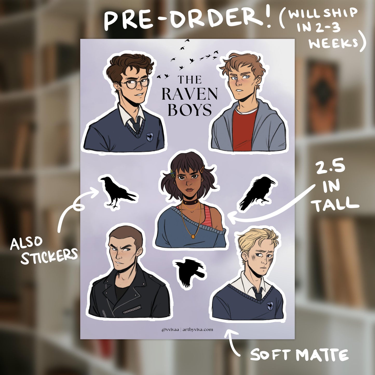 The Raven Boys 5x7 Matte Sticker Sheet, Bookish Stickers, Raven Cycle Stickers