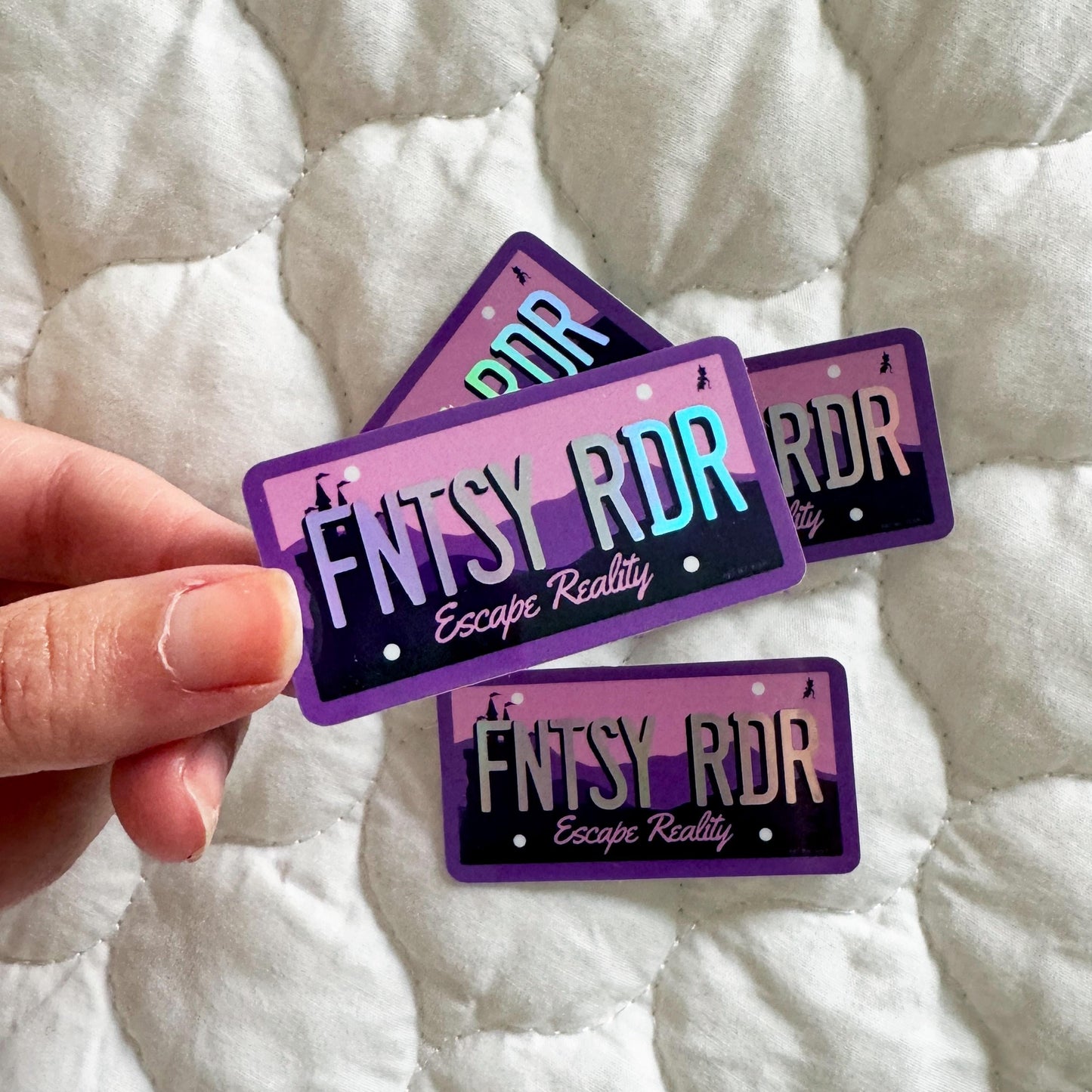 Fantasy Reader License Plate Bookish Kindle Sticker, Holographic Gift for Readers, Cute book stickers for kindle