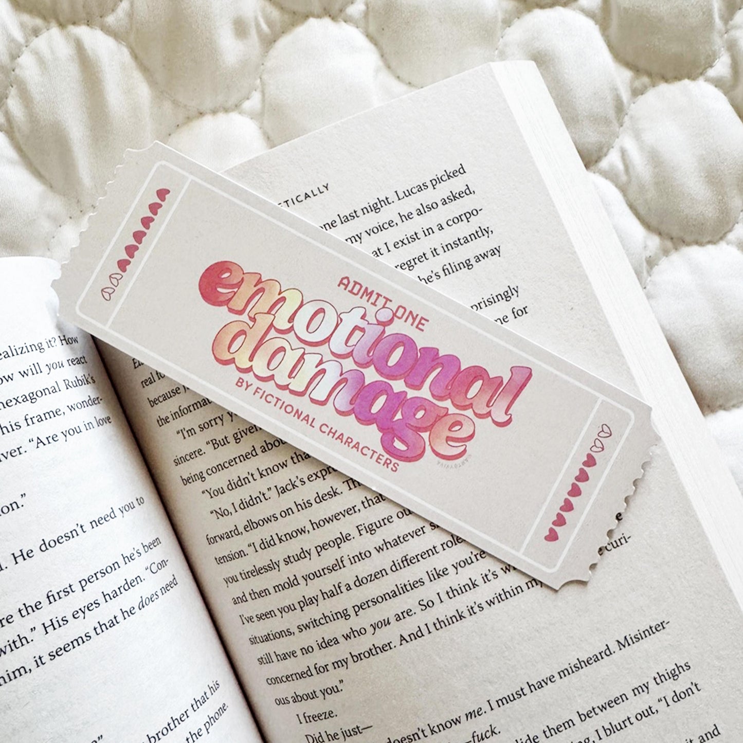 Ticket to Emotional Damage by Fictional Characters Die-Cut Bookmark