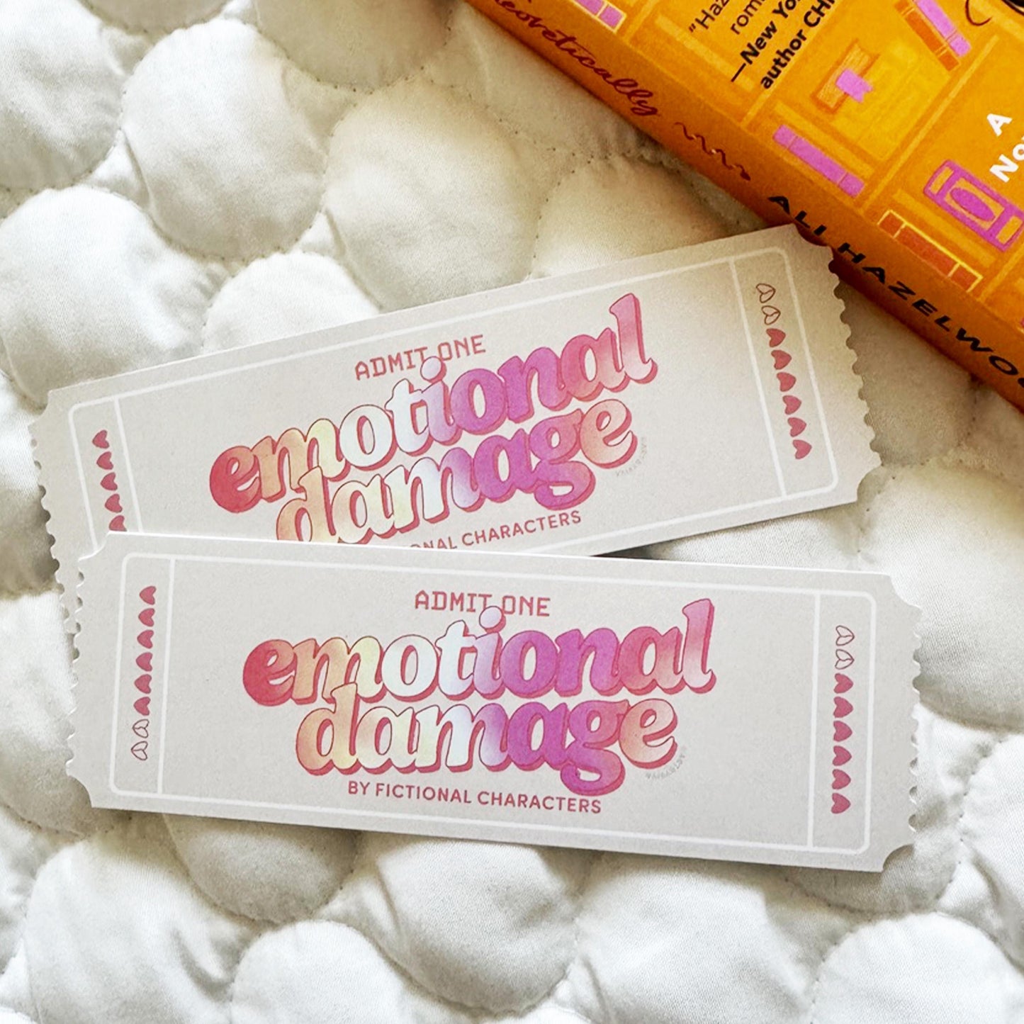Ticket to Emotional Damage by Fictional Characters Die-Cut Bookmark
