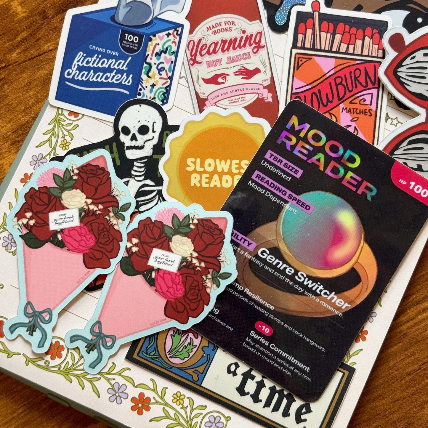 Flower Bouquet from Book Boyfriend Bookish Kindle or Kobo Sticker, Funny cute sticker for romance readers