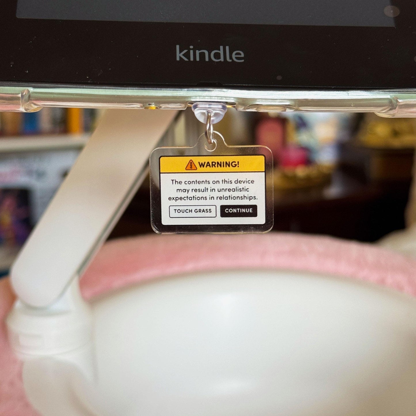 Warning: Unrealistic Expectations on this Device Kindle Charm, Kobo Charm & USB-C Plug for Book Lovers, Kindle Accessory
