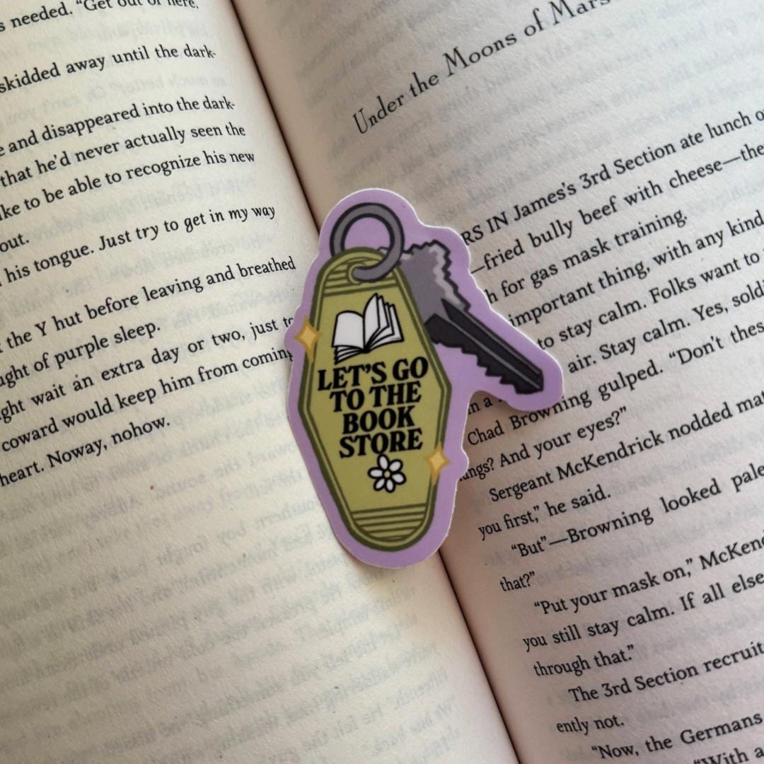 Let's Go to the Bookstore Keychain Bookish Kindle Sticker