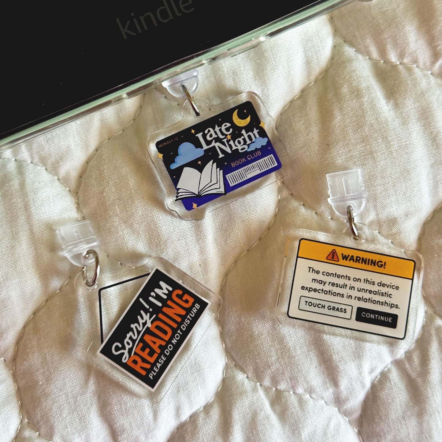 Sorry! I'm Reading - Do Not Disturb Sign Kindle Charm, Kobo Charm & USB-C Dust Plug for Book Lovers, Bookish Accessory