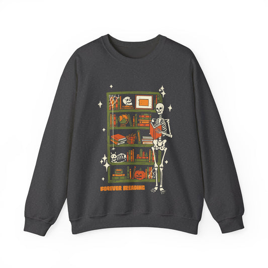 Forever Reading Gildan Fall Bookish TShirt,Crewneck Sweatshirt, Halloween Gift for Book Lovers and Readers