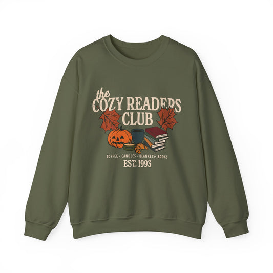 Cozy Readers Club Fall Bookish Crewneck Sweatshirt, Fall and Winter Gift for Book Lovers and Readers