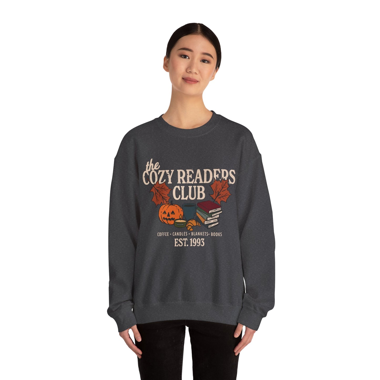 Cozy Readers Club Fall Bookish Crewneck Sweatshirt, Fall and Winter Gift for Book Lovers and Readers