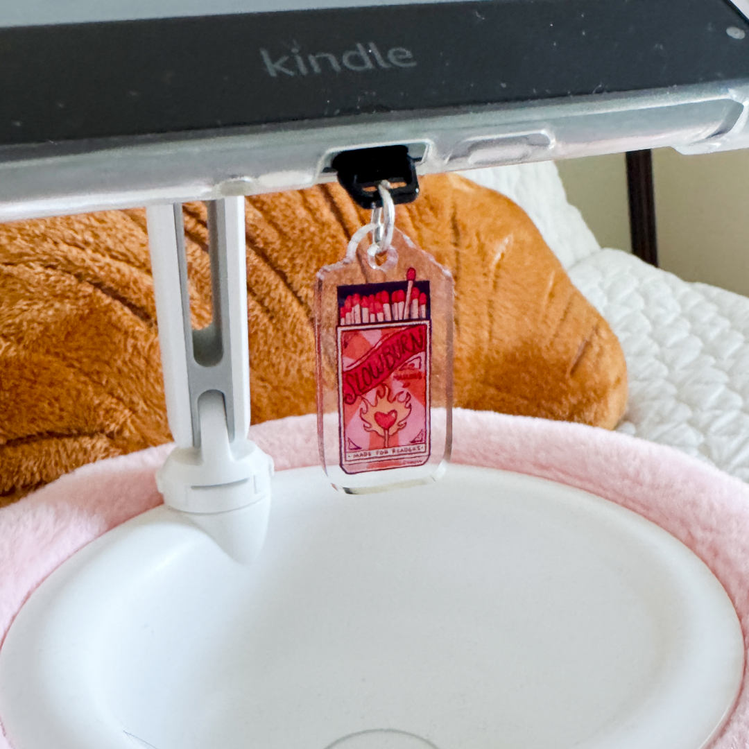 Slow Burn Kindle Charm, Kobo Charm & USB-C Plug for Book Lovers, Kindle Accessory