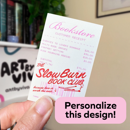 Personalized Book Club or Bookstore Receipt Bookish Sticker