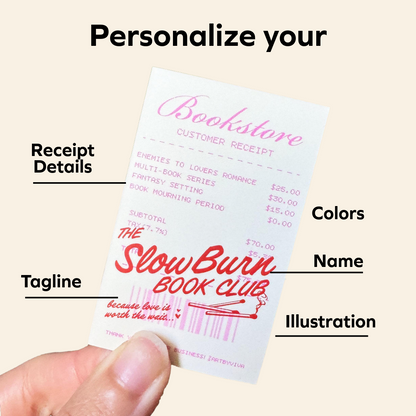 Personalized Book Club or Bookstore Receipt Bookish Sticker