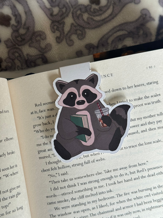 Reading Raccoon Magnetic Bookmark