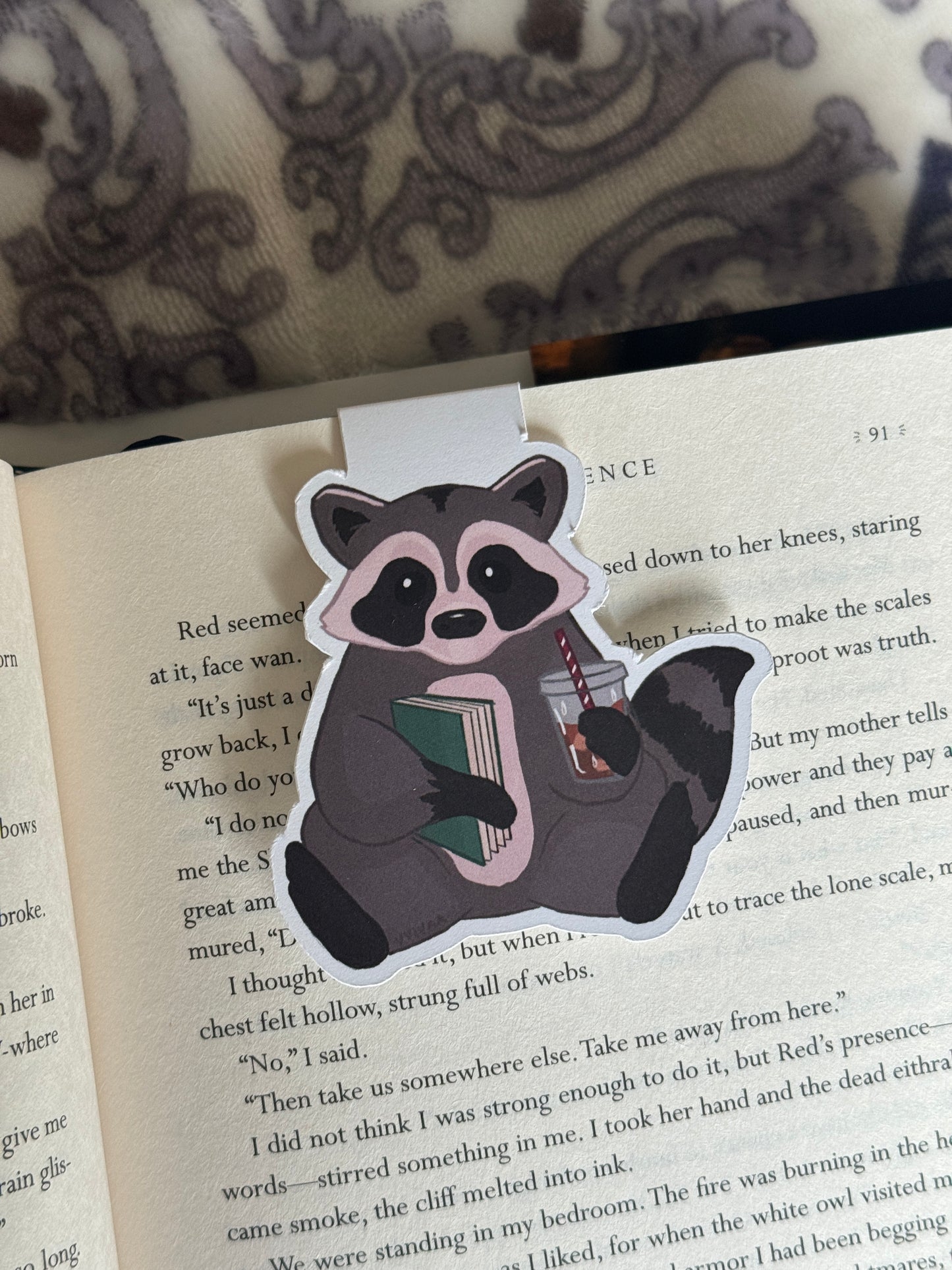 Reading Raccoon Magnetic Bookmark