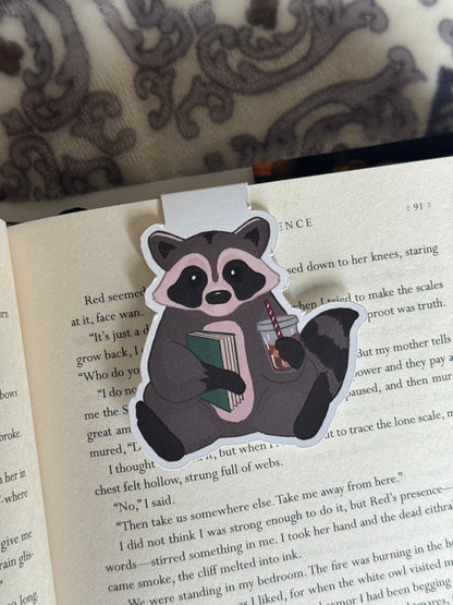 Reading Raccoon Magnetic Bookmark