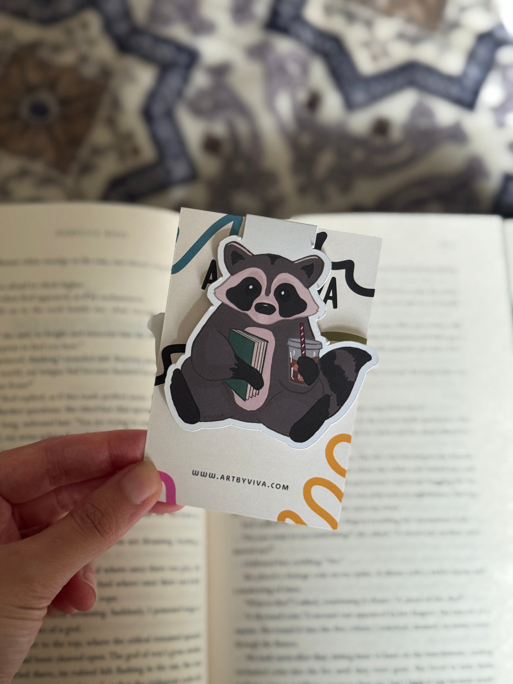 Reading Raccoon Magnetic Bookmark