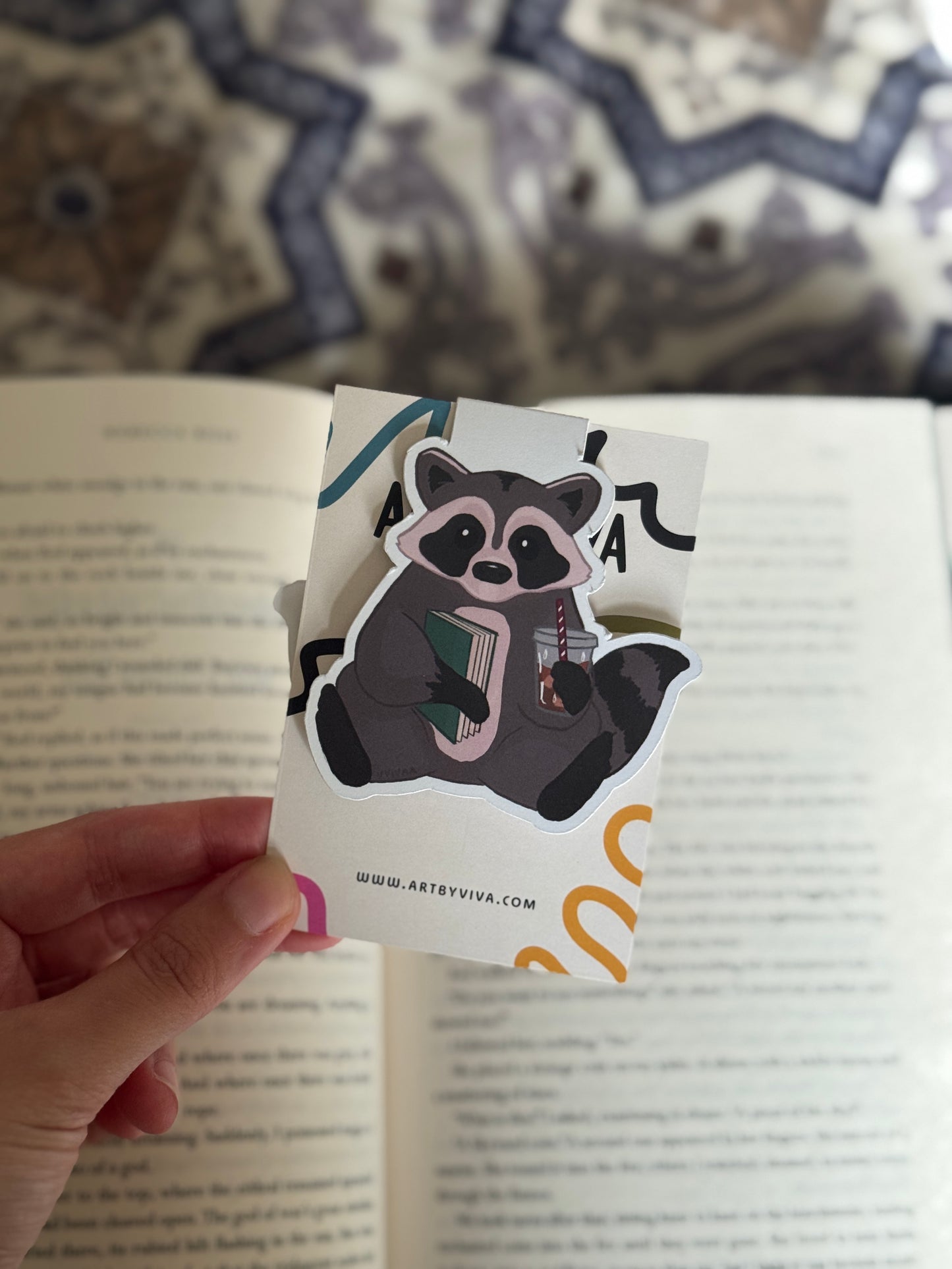 Reading Raccoon Magnetic Bookmark