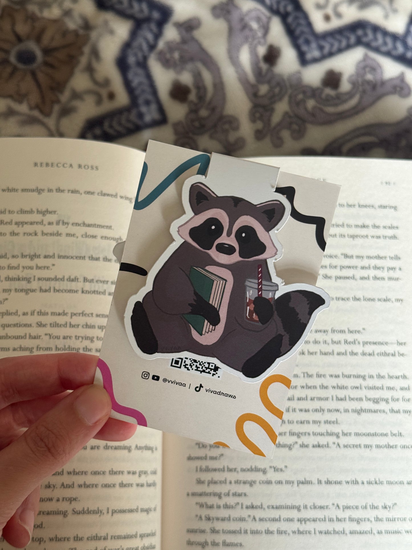 Reading Raccoon Magnetic Bookmark