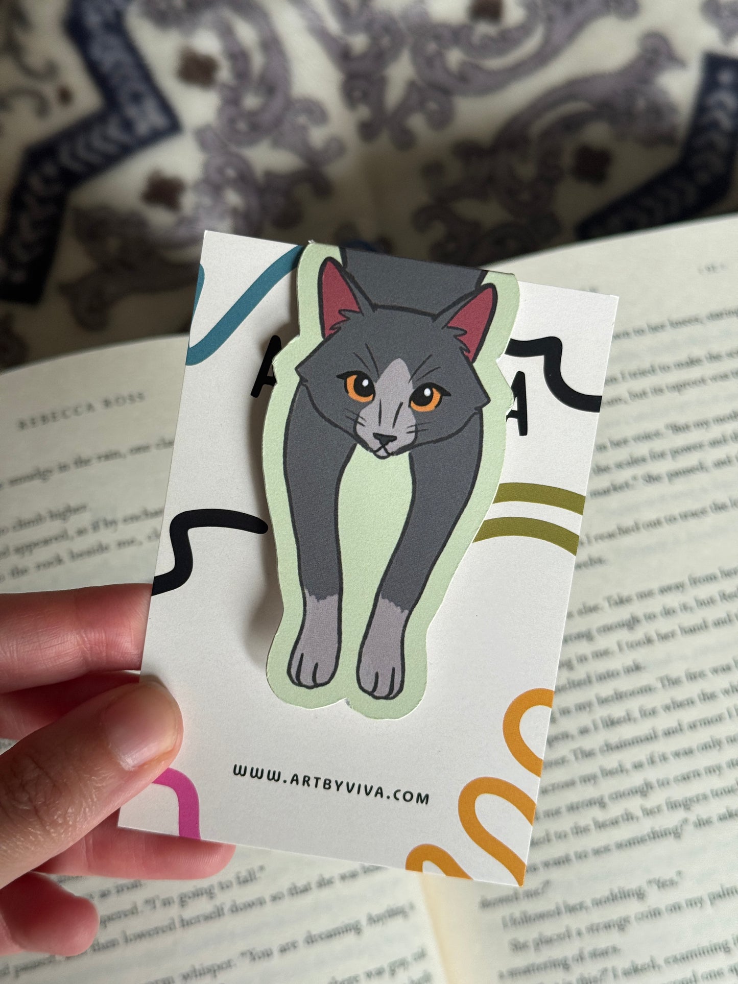 Gray Cat Magnetic Bookmark