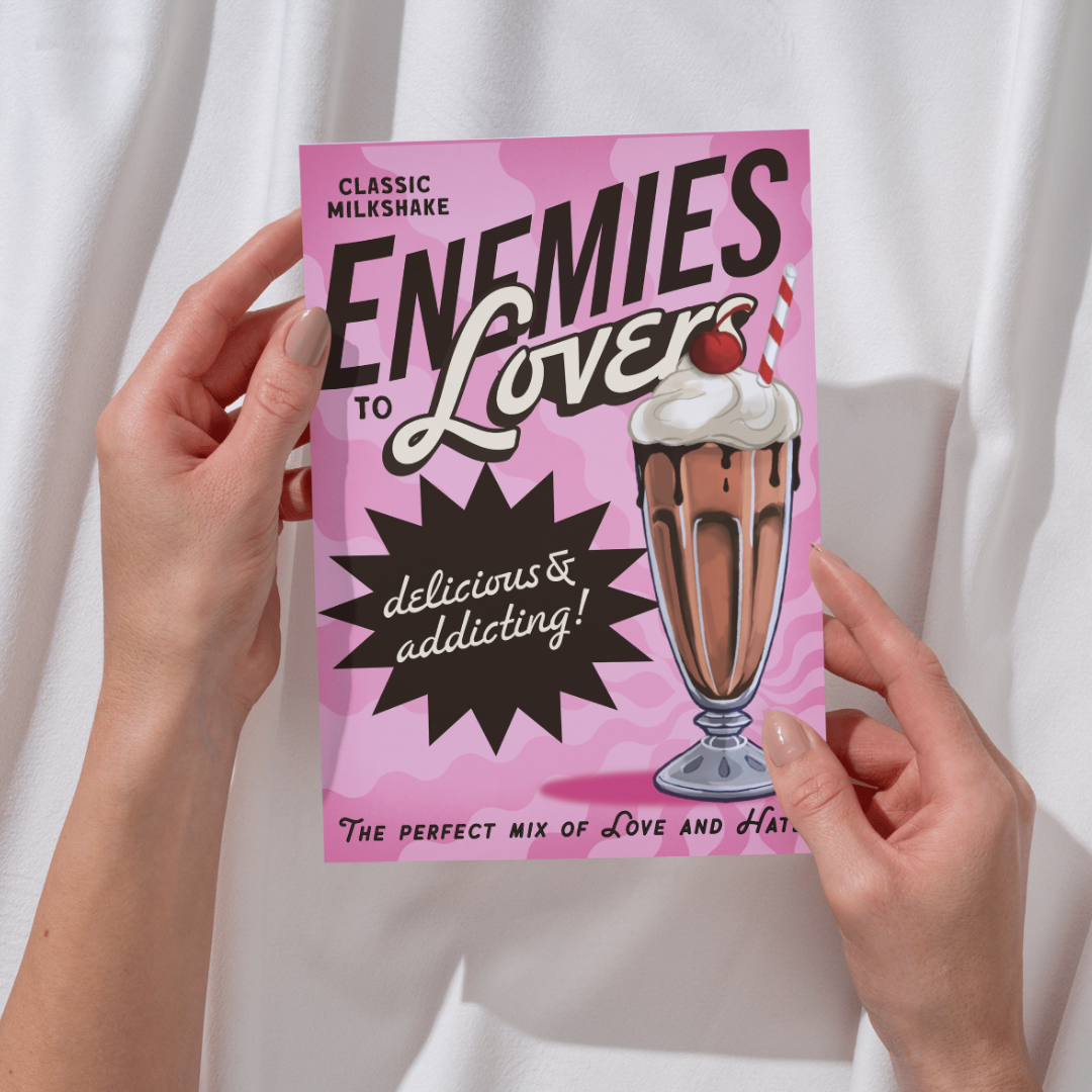 Enemies to Lovers Vintage Bookish Poster 5x7 Print