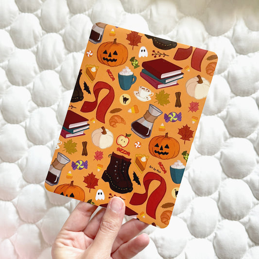 Halloween Themed Fall Kindle Case Inserts, Hand drawn Bookish Fall printed cardstock inserts for clear case on Kindle