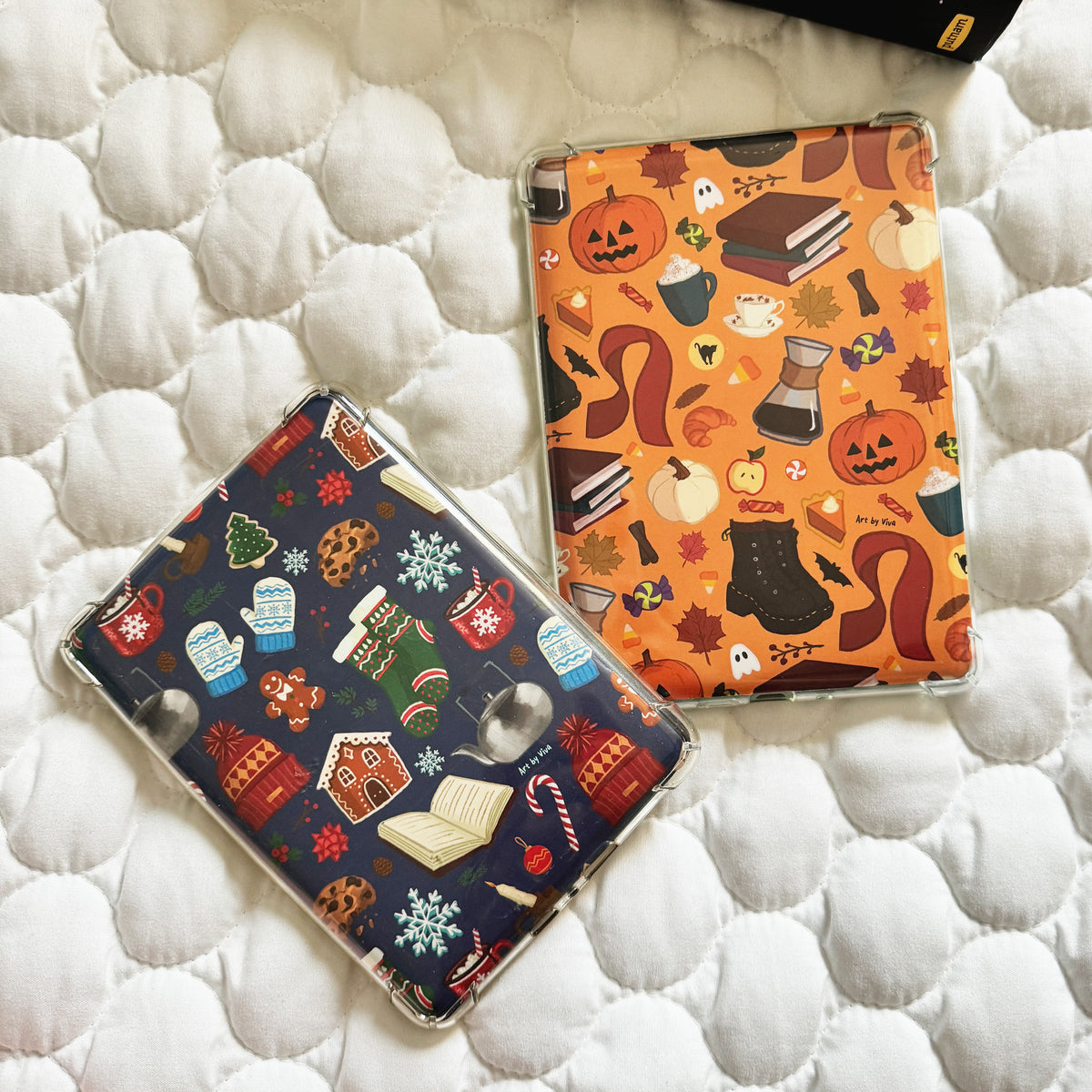 Halloween Themed Fall Kindle Case Inserts, Hand drawn Bookish Fall printed cardstock inserts for clear case on Kindle