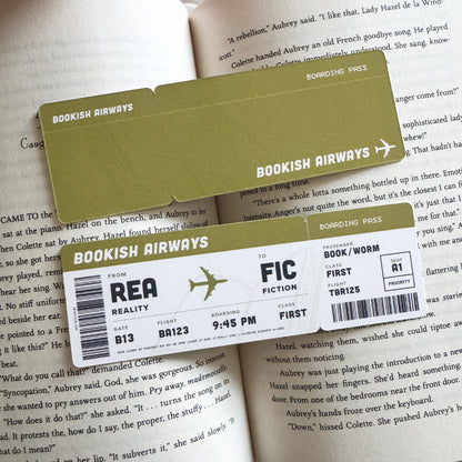 Bookish Boarding Pass Soft Matte Die-Cut Bookmark
