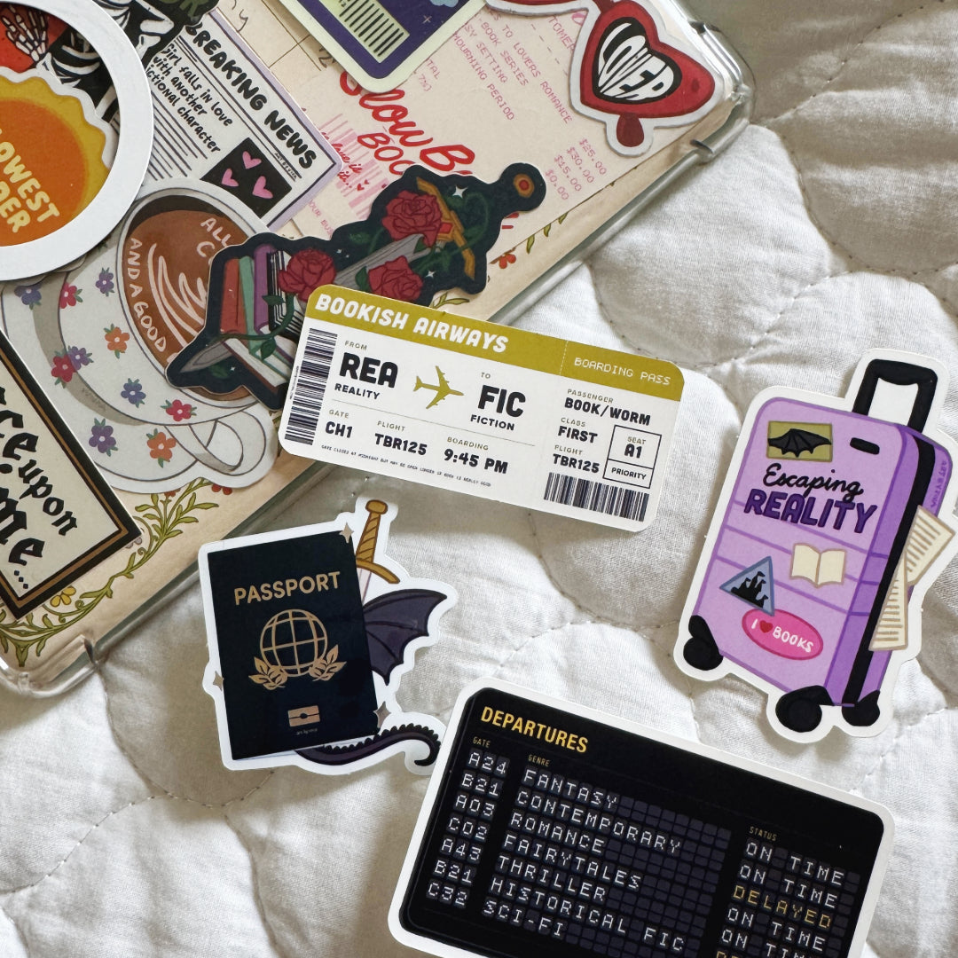 Escaping Reality Roller Bag Bookish Sticker, Kindle Sticker