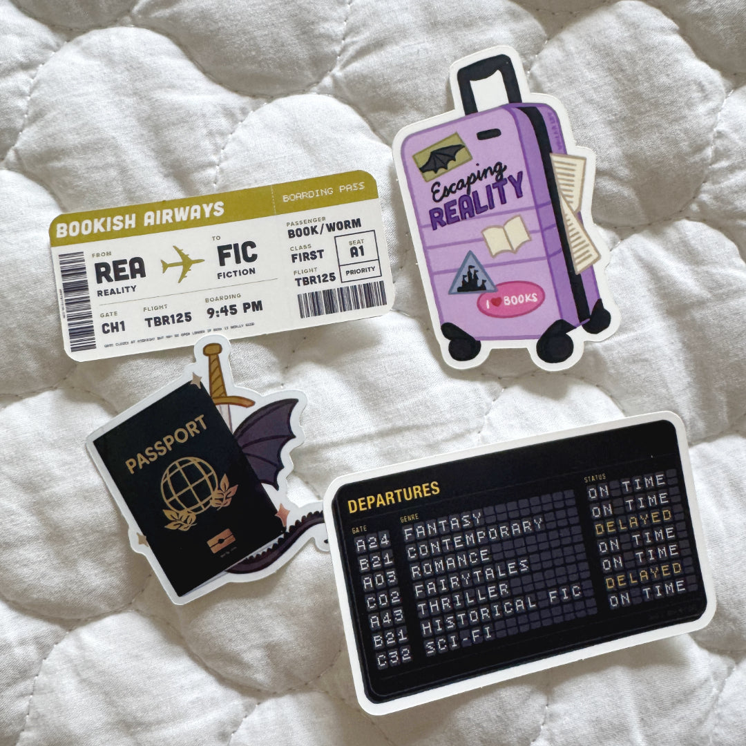Escaping Reality Roller Bag Bookish Sticker, Kindle Sticker